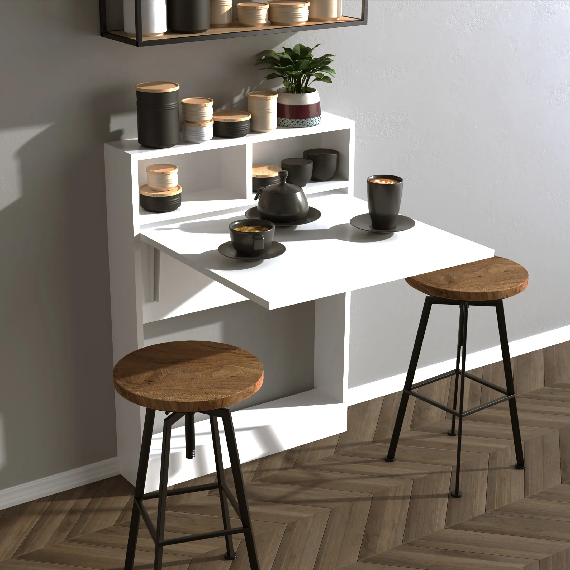 BRACKED Katlanır Masa - Beyaz